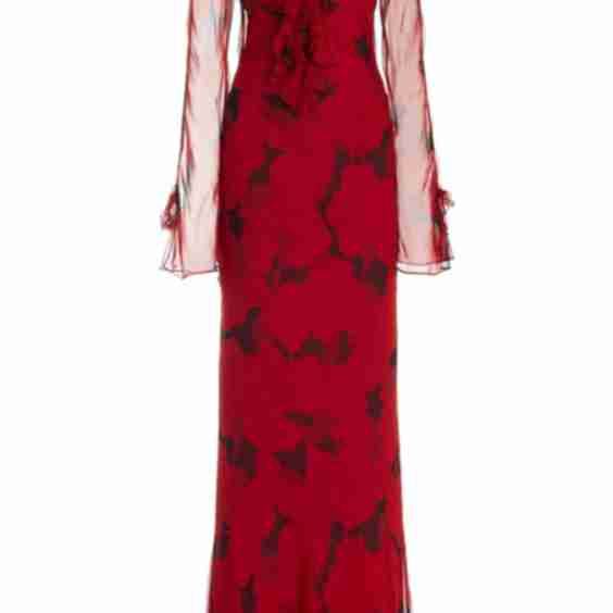 Biscotti Ruffled Silk Chiffon Maxi Dress