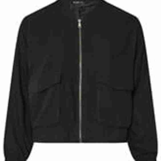 Curve Black Linen Bomber Jacket