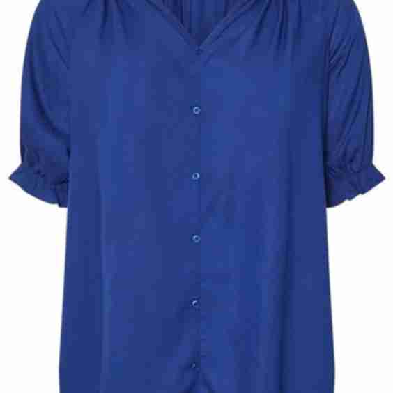 Curve Cobalt Blue Frill Notch Neck Blouse