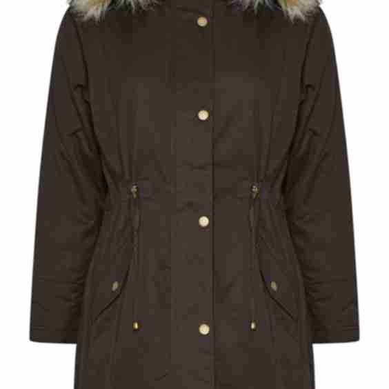Curve Fur Trim Parka Coat