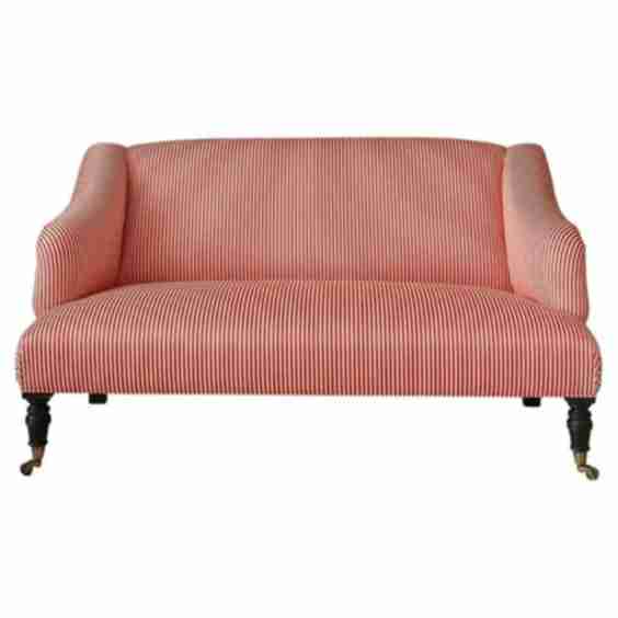 Contemporary Red Striped Sofa with a Traditional English Styling