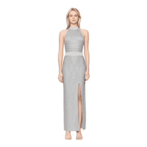 Lurex Eyelash Mock Neck Gown (Pre-Owned)