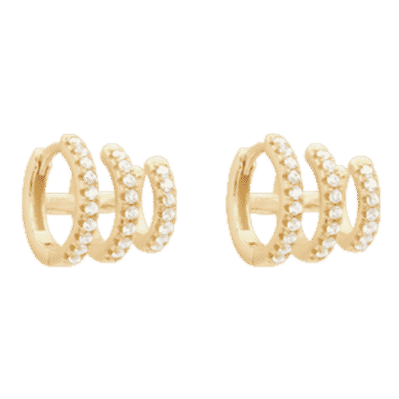 Katerina Triple Pave Hoop Earring