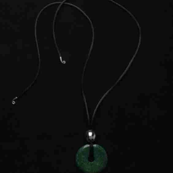 Silver Ball w/ Circle Jade Pendant