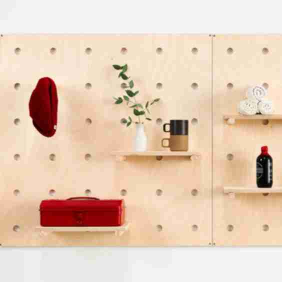 Wooden Pegboard Shelf