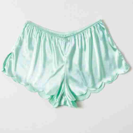 Scalloped Embroidered Satin Shorts