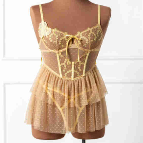 Embroidered Bustier Tiered Babydoll