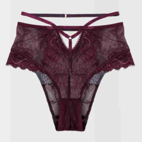 Strappy High Waist Crotchless Panty