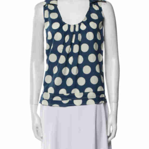 Polka Dot Print Scoop Neck Top