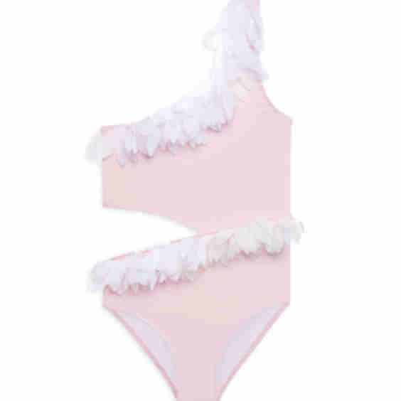 Little Girl's & Girl's Petal-Trim Cut-Out Bathing Suit