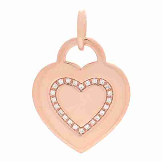 18K Rose Gold Diamond Tiffany Heart Tag Charm