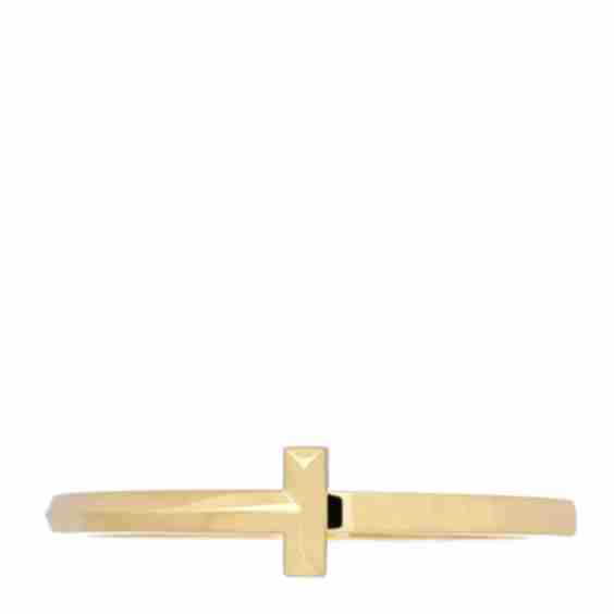 18K Yellow Gold Wide T T1 Hinged Bangle Bracelet