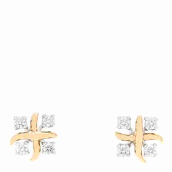 Platinum 18K Yellow Gold Diamond Schlumberger Lynn Earrings