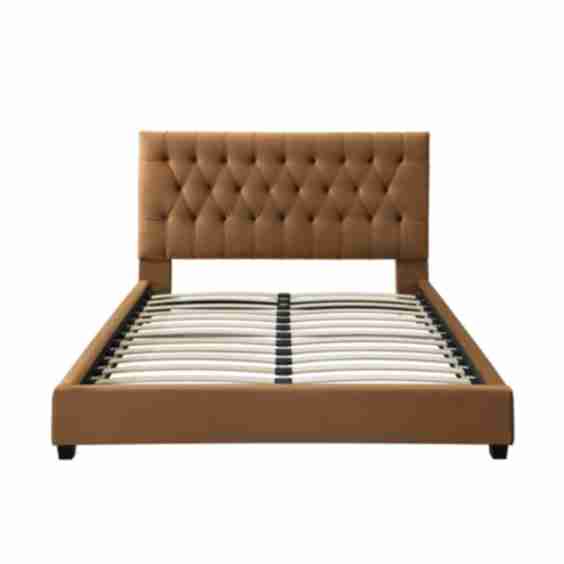 Eldridge Queen Cognac Velvet Platform Bed