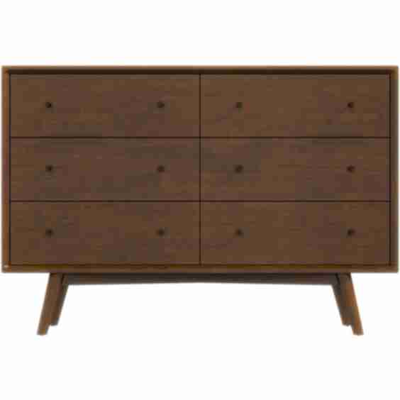 Noak Mid Century Modern Dresser 6 Drawer Walnut