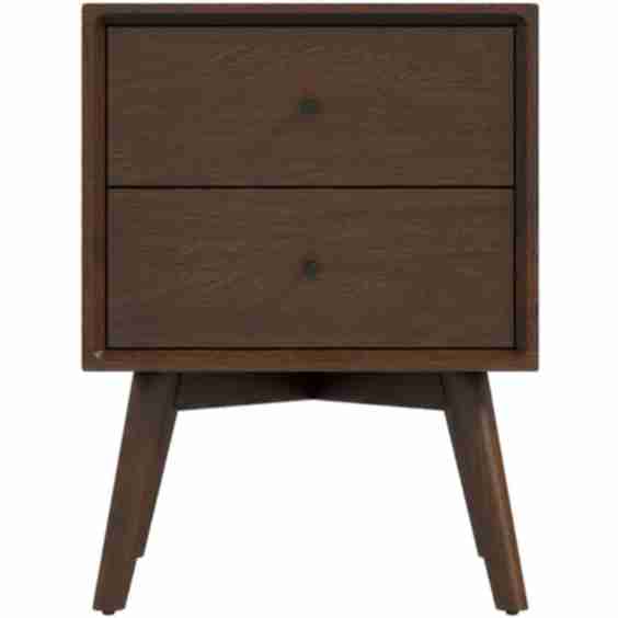 Noak Mid Century Modern Style Night Stand Walnut 2-Drawers