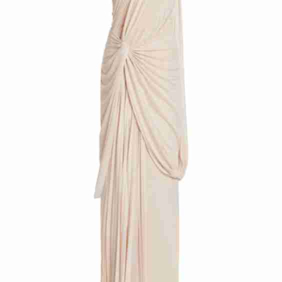 Jersey Plisse One-Shoulder Maxi Dress