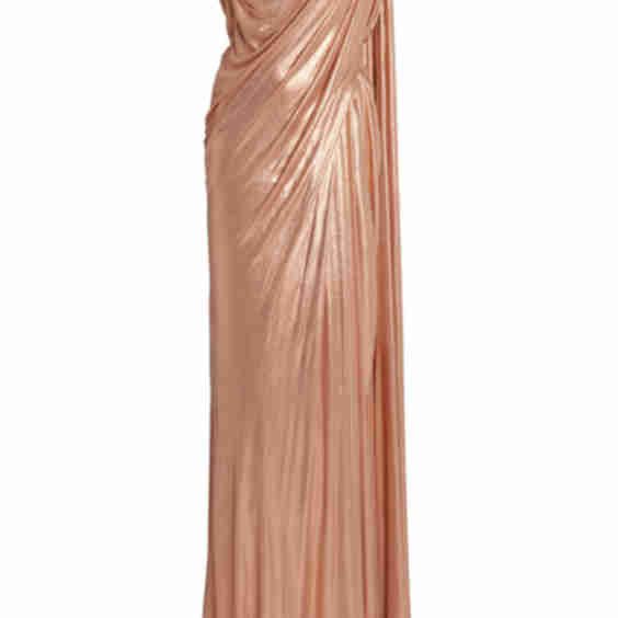 Draped Lame Jersey Maxi Dress
