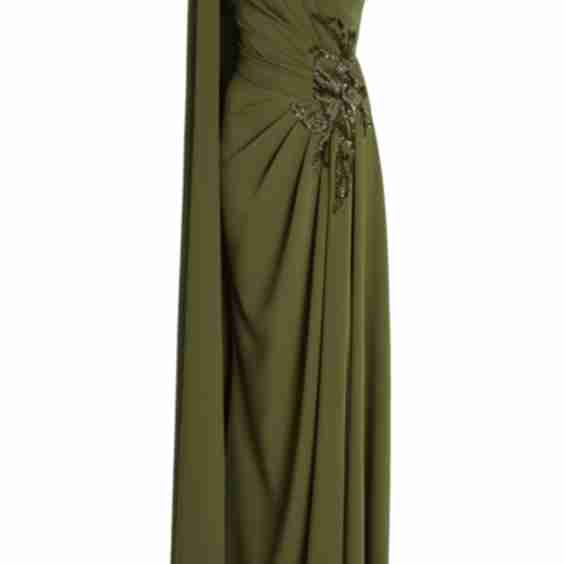 Asymmetric Embellished Cady Gown