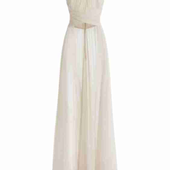 Skirt Detailed Draped Silk Chiffon Halter Top