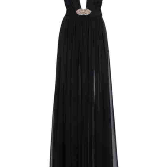 Deep V Embellished Silk Gown