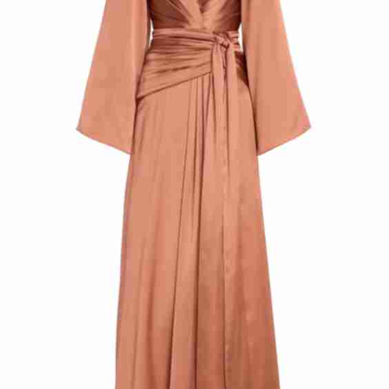 Tie Detailed Satin Gown