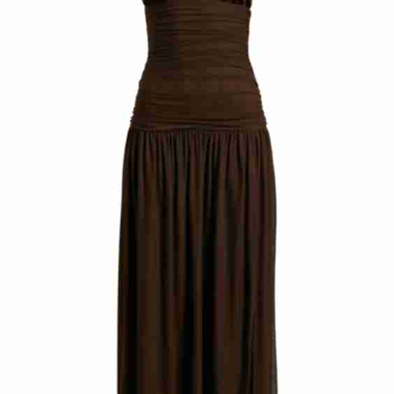 Ruched Drop Waist Sleeveless Gown
