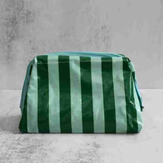 Green Striped Wash Bags