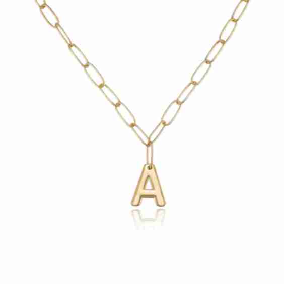 Paperclip Link Initial Necklace