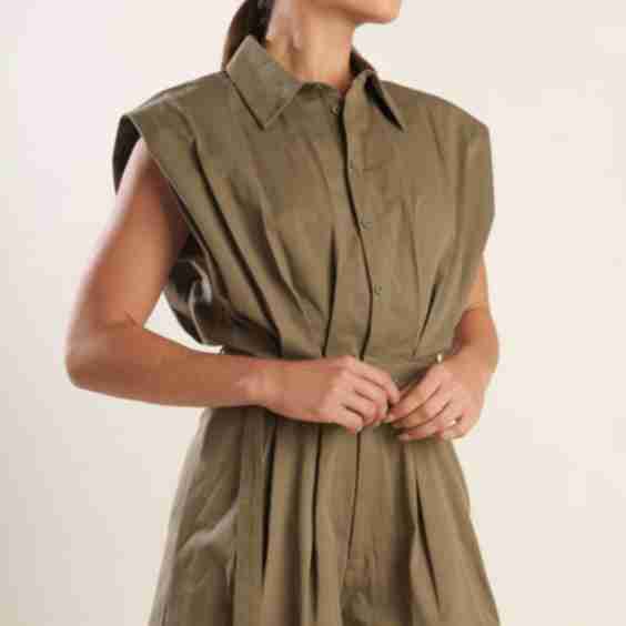 Olive Utility Belted Romper
