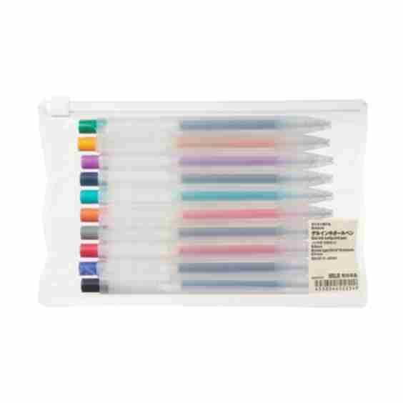 Smooth Gel Ink Ballpoint Knock Pen 10 Color Set 
