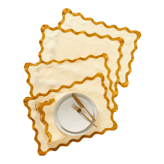 Bed Threads French Flax Linen Scalloped Placemats - Thumbnail 2