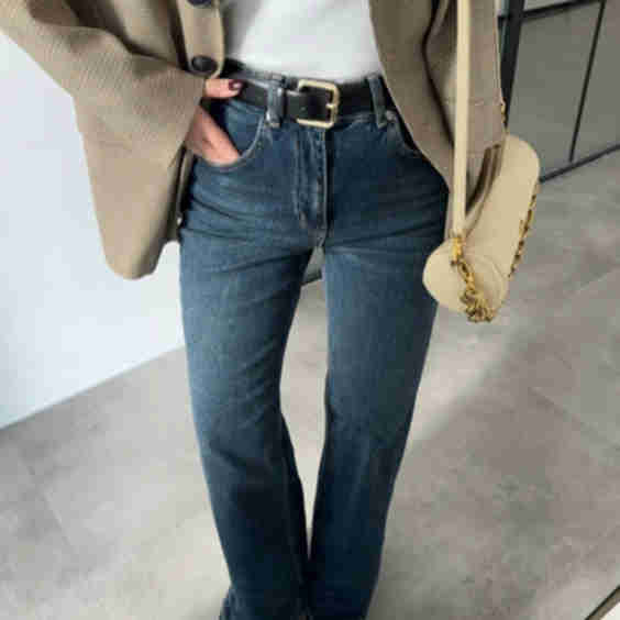 Raw Hem High-Waist Flared Jeans