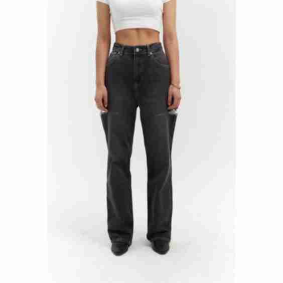 High-Waist Jeans With Contrast Stitching 