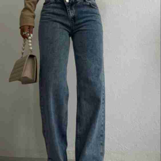 Cross Button Straight Jeans 