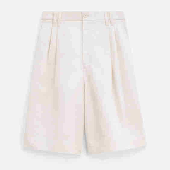 Relaxed Pleated Cotton Linen Shorts