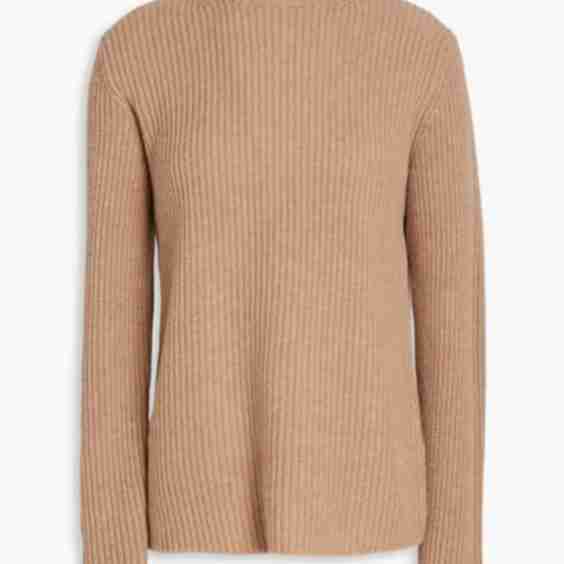 Open-Back Ribbed Cashmere Turtleneck Sweater