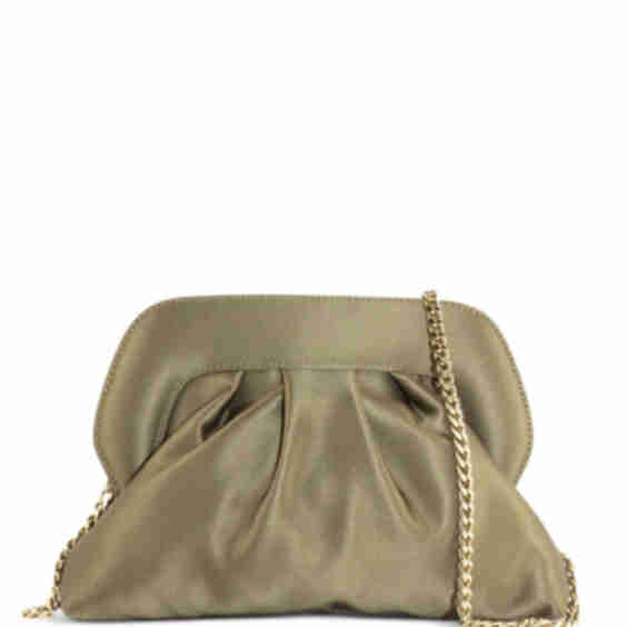 Gathered Effect Chain Strap Clutch Bag