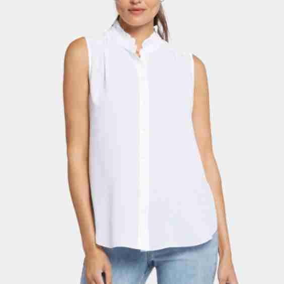 Sleeveless Ruffle Neck Blouse