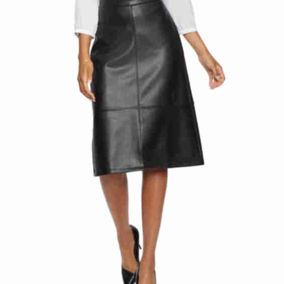 Faux Leather A-line Skirt 