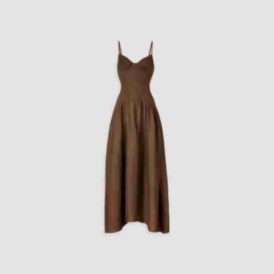 Drop Waist Linen Maxi Dress