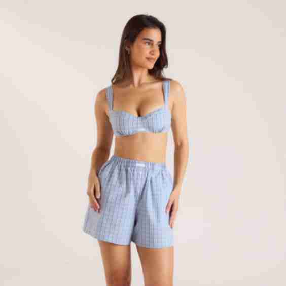 Checked Cotton Bralette