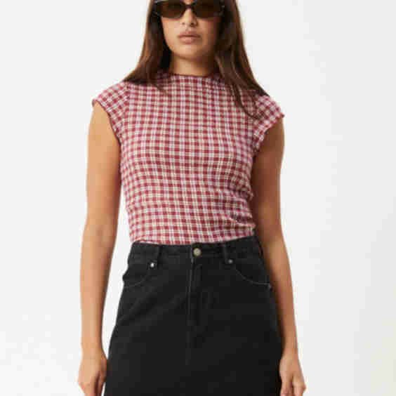 Base Seersucker Mock Neck Top