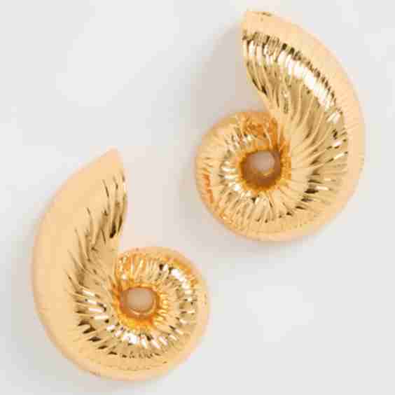 Gold Seashell Pierced Earrings