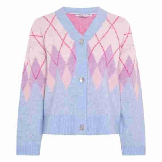Henni Fluffy Argyle Cardigan