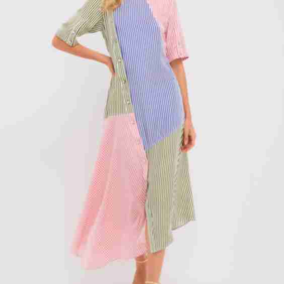 Linear Cobalt Matcha Salmon Infinity Dress