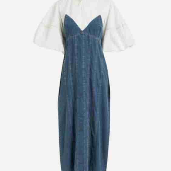 Panelled Denim Midi Dress