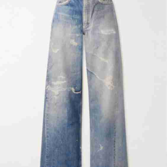 Two-tone printed boyfriend jeans