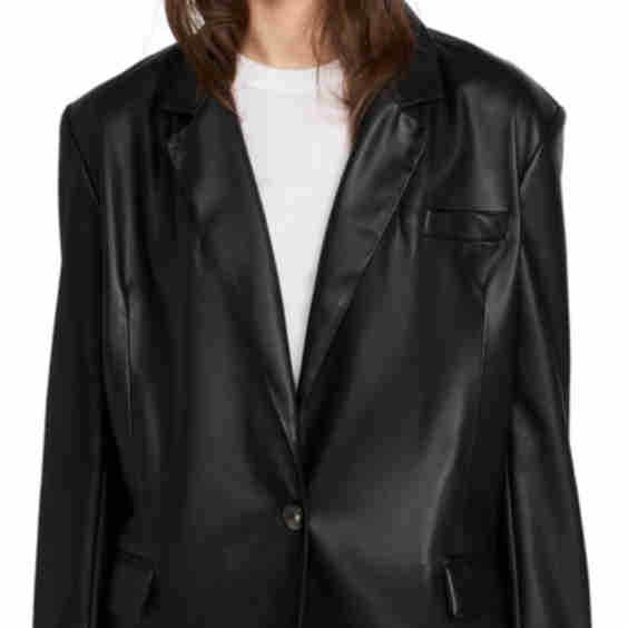 Faux Leather Blazer
