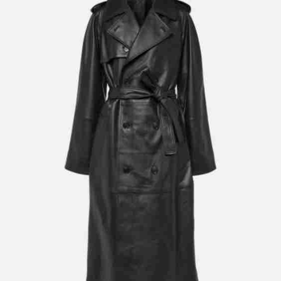 Faux Leather Trench Coat 